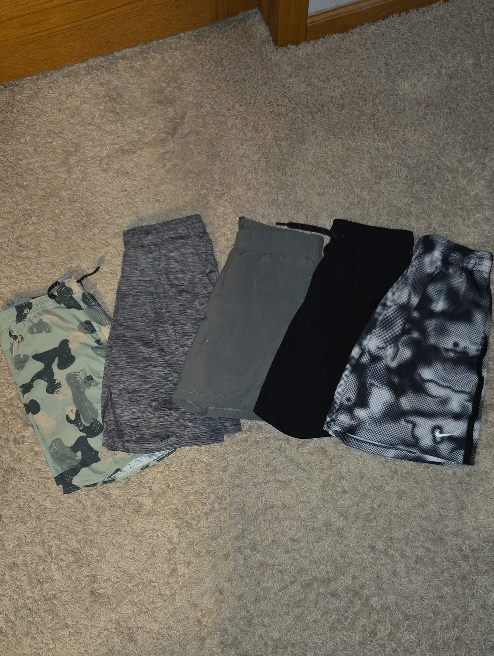 Nike Kids Multi-Pack Athletic Shorts — Black, Gray, Camouflage, Olive, Marled